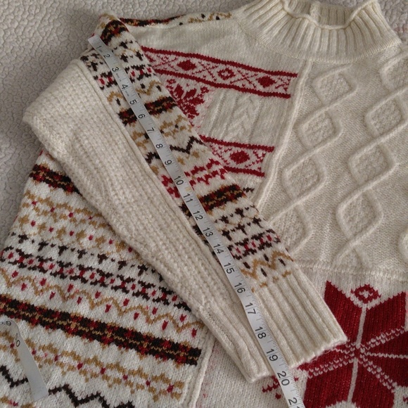 NWT American Eagle XXS Cable Knit Fair Isle Snowflake Mock Neck Sweater - Picture 7 of 17